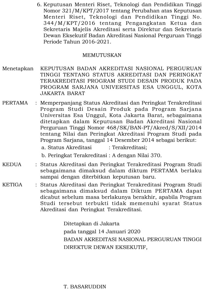 SK Akreditasi  Prodi Desain  Produk 2021 2 FDIK